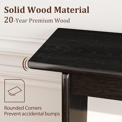 AQIMUELE Black Console Table Thin Rubberwood Minimalist Mid-Century Style | Stable and Sturdy 11.8" D x 39.4" W x 31.5" H for Entryway/Sofa Back