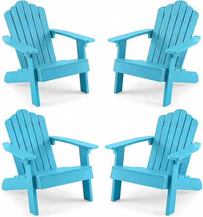 Giantex Kids Adirondack Chair, All-Weather HIPS Children's Outdoor Chair with Tilted High Backrest, Toddler Beach Chair for Garden Patio Backyard, Kids Lawn Chairs for Age 3-7 (4,Turquoise)