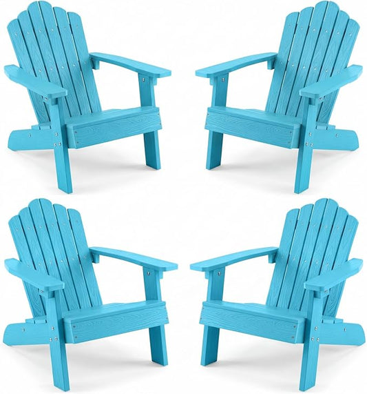 Giantex Kids Adirondack Chair, All-Weather HIPS Children's Outdoor Chair with Tilted High Backrest, Toddler Beach Chair for Garden Patio Backyard, Kids Lawn Chairs for Age 3-7 (4,Turquoise)