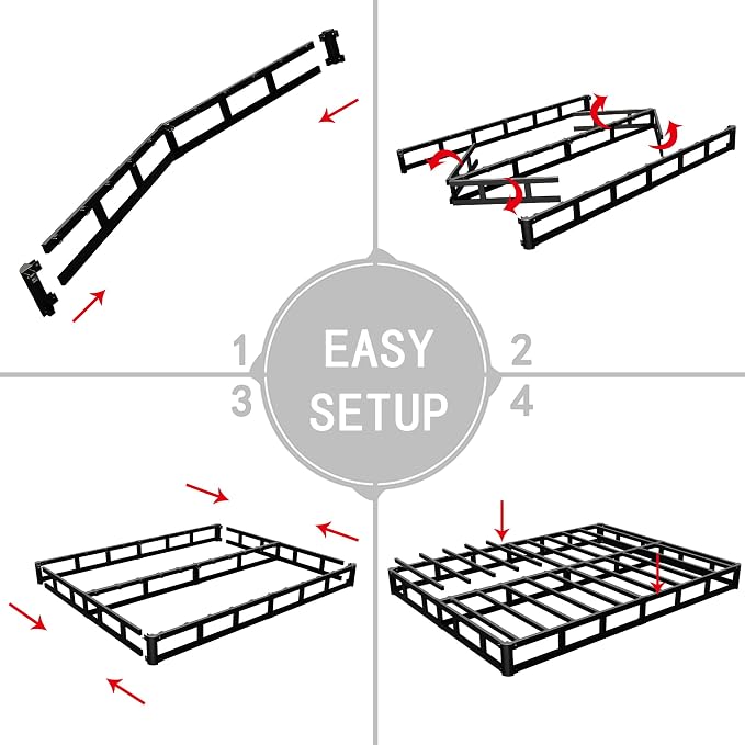 ALDRICH 5 Inch Heavy Duty Metal Box Spring Mattress Foundation 3000lbs Max Weight Capacity/Non-Slip/No Noise/Easy Assembly/Easy Clean Cover,Full