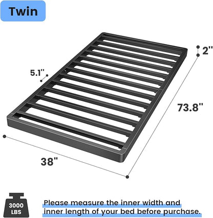 Superay 2 Inch Twin Box Spring Low Profile, Heavy Duty Metal Box Spring Bed Base, Bunkie Board Bed Slat Replacement, Mattress Foundation, Easy Assembly, Noise Free