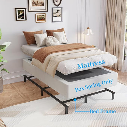 Awesofurni Twin Box Spring, 8 Inch Twin Box Spring Only, 2500 lbs Heavy Duty Metal Frame Mattress Foundation with Fabric Cover, Easy Assembly-Noise Free