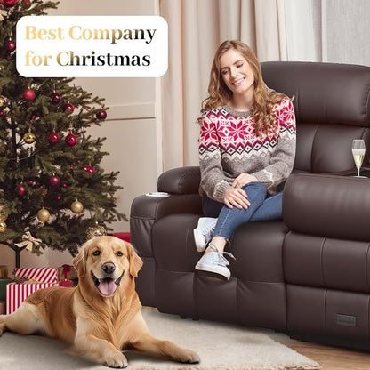 Loveseat Recliner, 3 Seater Massage Reclining Sofa Sets Heavy Weight Capacity, RV Loveseat Couch Clearance with Drop Down Table, Storage, Cup Holders, Wall Hugger Reclining Couch for Living Room