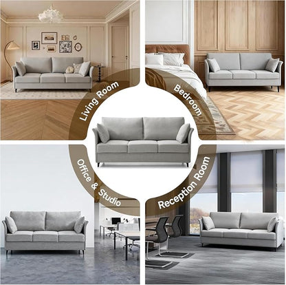 Mid Century Modern Sofa 3 Seat Couch 65.35" W Deep Seat Sofa for Living Room, 3 Person Seater Fabric Couch Sofa Comfy Sleeper Sofa for Apartment Bedroom
