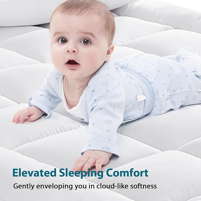 CYMULA Full Size Mattress Topper - Extra Thick Cooling Mattress Pad Cover for Back Pain - Soft Mattress Protector Firm Bed Topper Pillow Top with 8-21 Inch Deep Pocket 3D Snow Down Alternative Fill