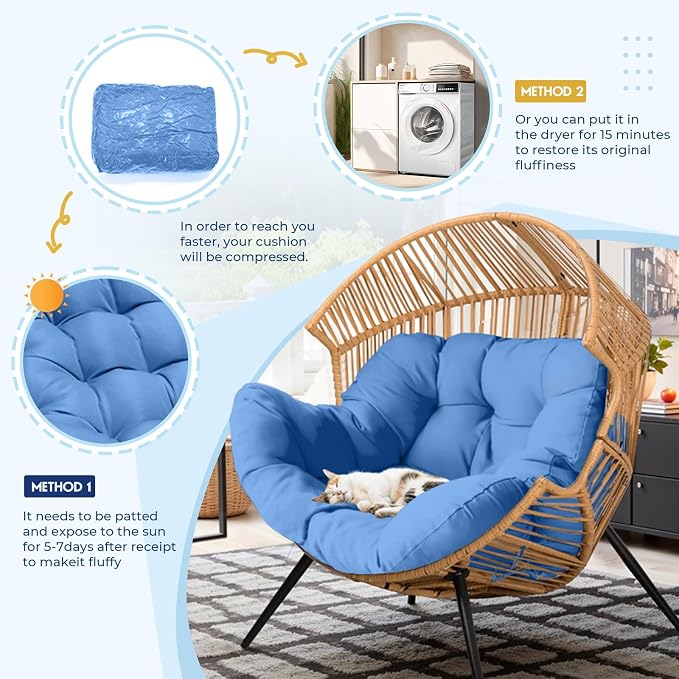 DANGHOOGY Egg Chair Cushion, Waterproof Outdoor Egg Replacement Cushions, Patio Chair Cushions for Outdoor Funiture, Thickened Hanging Chair Cushion, 35x47x7 Inches (Royal Blue)