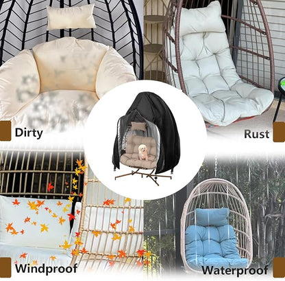 【Upgraded】Patio Egg Chair Covers with Zipper, Wicker Egg Swing Chair Covers, Waterproof Heavy Duty Weather Resisatnt Outdoor Chair Cover, Windproof Hanging Chair Cover, 75" x 45", Khaki, 1 Pack