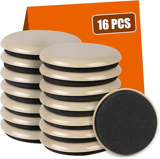 16PCS Furniture Sliders, 2 12/25" Furniture Sliders for Hardwood Floors, Reusable for Carpet, Heavy Duty Furniture Movers Sliders, Carpet, Floor Protectors (Beige)