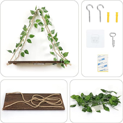 JOPSTDI Floating Shelves for Wall, Plant Wall Decor, Hanging Shelf, Cottage Core Decor, Room Decor Aesthetic, Trinket Shelf, Two-Piece Set, No Drilling