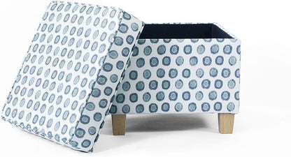 HomePop 18" Classic Square Storage Ottoman - Green Medallion Ikat Print