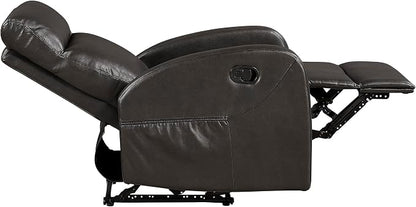 Lexicon Manual Recliner Chair, Faux Leather Reclining Chair, Wall Hugger, Track Arms, Magazine Pockets, Manual Recliner for Living Room/Office/Apartment, Easy Assembly, Espresso