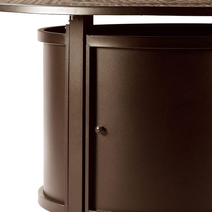 Oakland Living 44 in. x 44 in. Aluminum Propane Fire Pit Table with Glass Beads, Two Covers, Lid, 57,000 BTUs in Brown Finish