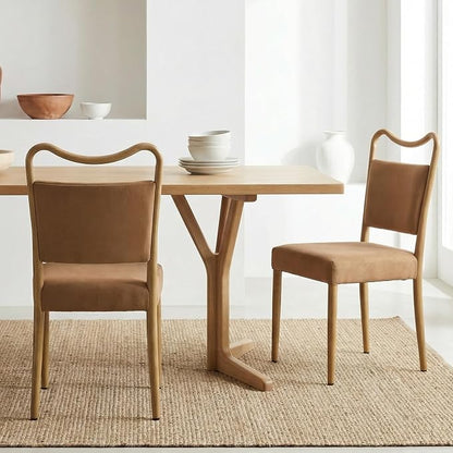 Velvet Dining Chairs Set of 2, Upholstered Dining Chairs with Wood Grained Metal Frame, Mid Century Modern Velvet Chairs for Dining Room, Kitchen and Restaurant,Velvet Brown