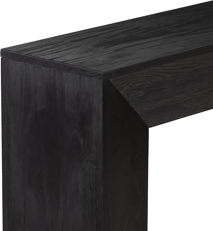 Plank+Beam Grande 56” Console Table with Bottom Shelf, Solid Pine Wood Entryway & Sofa Table, Black Wirebrush Finish