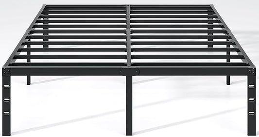 NEW JETO Metal Bed Frame,Full Size Bed Frame with Storage Space,Heavy Duty Sturdy Mattress Foundation,Easy Assembly,No Box Spring Needed, Black,18 Inch,Full