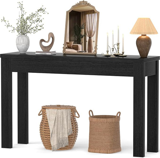 Armocity Console Table, 47" Farmhouse Wood Entryway Table, Sofa Tables Narrow Long Behind Couch, Entry Table for Entrance, Hallway, Living Room, Embossed Black