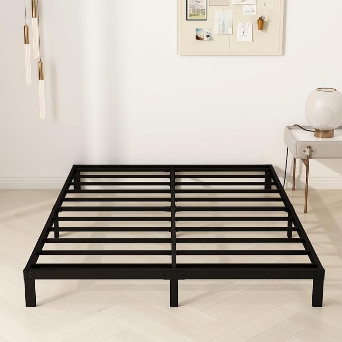 YUSENHEEI 8 Inch King Size Bed Frame, Heavy Duty Metal Platform Bed Frame No Box Spring Needed, Noise Free, Easy Assembly, Black