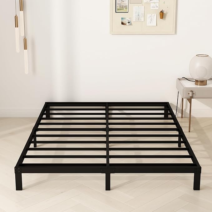 YUSENHEEI 8 Inch Full Size Bed Frame, Heavy Duty Metal Platform Bed Frame No Box Spring Needed, Noise Free, Easy Assembly, Black
