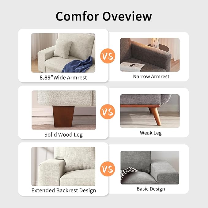DOPEDIO Modern Loveseat Sofa for Living Room,Chenille Recliner, Removable Cover, Pocket Spring Cushions, Solid Wood Frame, Easy Assembly for Small Spaces (71.25inch，Beige)