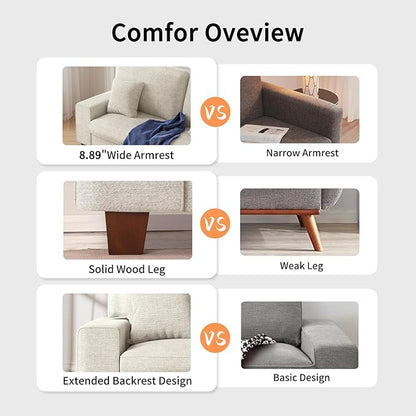 DOPEDIO Modern Loveseat Sofa for Living Room,Chenille Recliner, Removable Cover, Pocket Spring Cushions, Solid Wood Frame, Easy Assembly for Small Spaces (71.25inch，Beige)