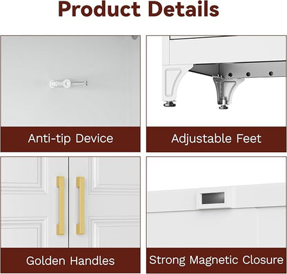 Metal Armoire Wardrobe Closet with Hanging Rod, 71" Tall Wardrobe Cabinet with Doors and Adjustable Shelves, Clothing Storage Cabinets with Drawer for Bedroom, Home