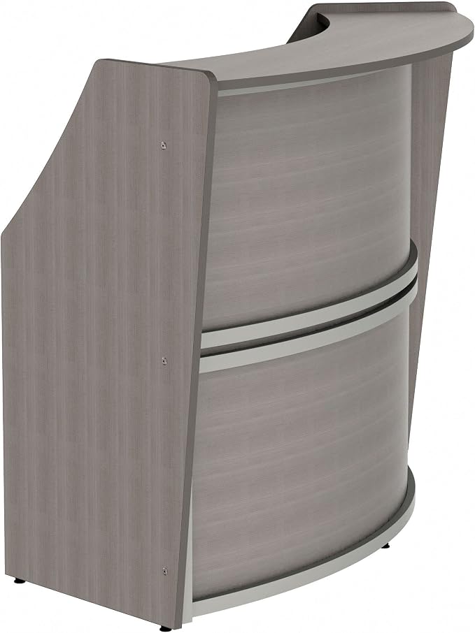 Linea Italia Curved Modern Office Desk Easy to Assembly Single Unit Reception Counter for Lobby, Salon, 70" x 27", Ash