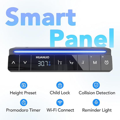 HUANUO One-Piece AI-Powered Electric Standing Desk, Smart APP, Work with Alexa & Google, Adjustable Height, 3 Memory Settings, Sedentary Reminder, Ergonomic Sit-Stand Desk, 32-inch, Light Walnut