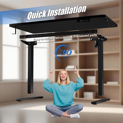 Whole Piece Standing Desk with Wheels Adjustable Height- Mobile Stand up Desk with Lockable Casters, Portable Sit Stand Desks Electric for Home & Office Workstation