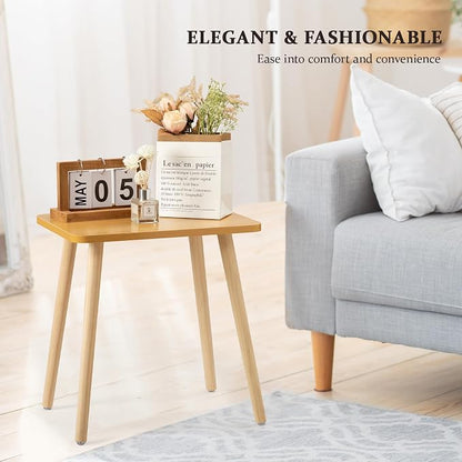 FORAOFUR Side Table, Modern Small End Table, Wood Nightstand for Living Room, Bedroom and Balcony, Rectangular Accent Table Home Decor, Easy Assembly, Natural | Natural wood, modern rectangular, fits living/bedroom/balcony, compact, versatile, sturdy n...