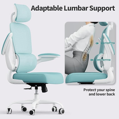 TRALT Office Chair Ergonomic Desk Chair, 330 LBS Home Mesh Office Desk Chairs with Wheels, Comfortable Gaming Chairs (1, Blue)