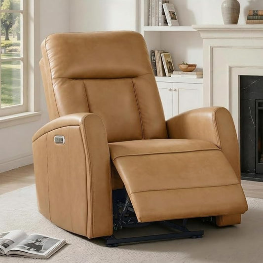 KISLOT Wall Hugger Power Recliner Chair with USB & Type-C Ports Faux Leather Recliner 135° Reclining Small Space Electric Sofa for RV Living Room Bedroom