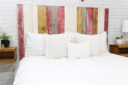 Barn Walls Country Mix Signature Design, Multicolored Solid Wood Headboard, Floating Panels, Wall Mount, Adjustable Height, California King Size