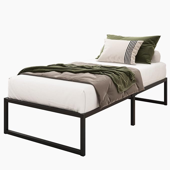 Lutown-Teen 16 Inch Twin XL Bed Frames Heavy Duty Sturdy Metal Platform Bed Frame No Box Spring Needed, Noise Free, Easy Assembly, Black