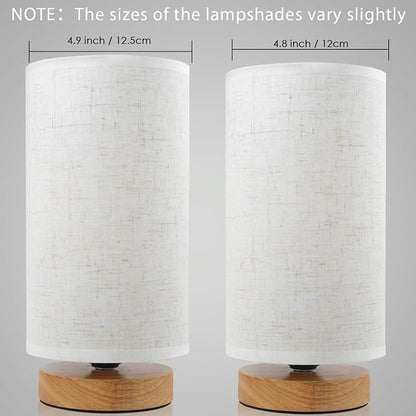 Minimalist Bedside Table Lamps for Bedrooms Set of 2, 3 Color Temperature Bedside Lamps with Round Fabric Linen Shade,Small Desk Lamp Night Nightstand Lamp Set for Living Room, Reading ,Office