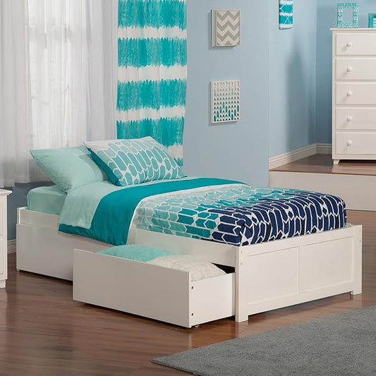 AFI, Concord Twin Platform Bed with Footboard & Storage Drawers, White