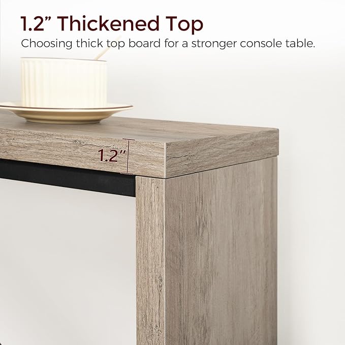 MAHANCRIS Console Table, 62.2" Long Sofa Table Behind Couch, Narrow Entryway Table, Farmhouse Dining Table with Angled Metal Frame, Industrial Console Table for Entryway, Greige CTHG15801