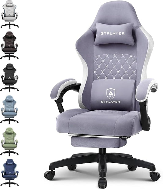 GTPLAYER Gaming Chair, Computer Office Chair with Pocket Spring Cushion, Linkage Armrests and Footrest, High Back Ergonomic Computer Chair with Lumbar Support Task Chair with Footrest