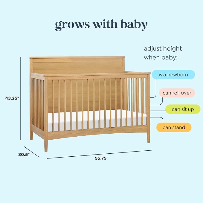 Davinci Frem 4-in-1 Convertible Crib in Honey, GREENGUARD Gold Certified