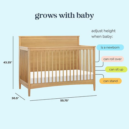 Davinci Frem 4-in-1 Convertible Crib in Honey, GREENGUARD Gold Certified