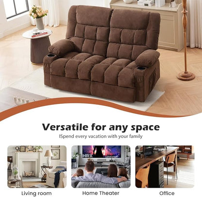 MAHOMICO Recliner Loveseat with Cup Holders for Living Room Love Seat Manual Oversized Recliner with Ergonomic, Side Pocket for Adult