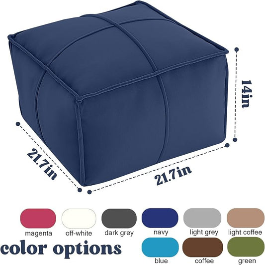 MeMoreCool Stuffed Round Pouf Ottoman Foot Rest, Floor Pouf Foot Stool with Soft Foam Chunk Filling, Small Round Ottoman Footstool Circle Footrest for Living Room