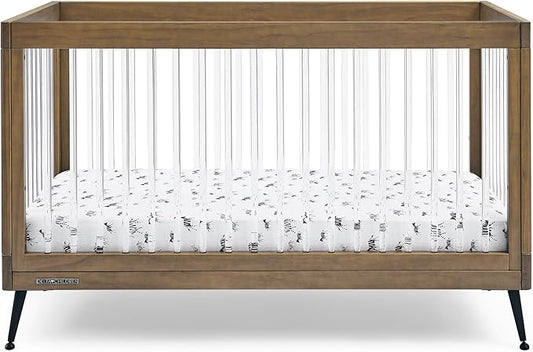 Delta Children Sloane 4-in-1 Acrylic Convertible Crib - Greenguard Gold Certified, Acorn/Matte Black