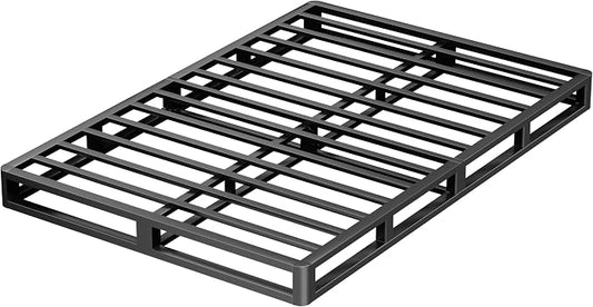 VIPSHOW 5 Inch Full Metal Bed Frame Round Corner Low Platform Bed Frames 3000 LBS Heavy Duty Steel Slats Support Mattress Foundation No Box Spring Needed, Noise Free, Easy Assembly, Black