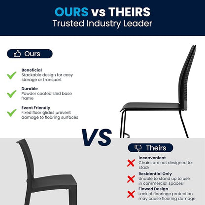 Flash Furniture HERCULES Series 661 lb. Capacity Black Stack Chair with Air-Vent Back and Black Powder Coated Sled Base