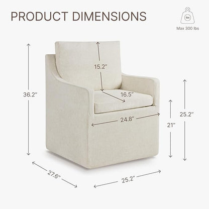 KISLOT Upholstered Dining Chairs Set of 2, Washable Cover Modren Deskchair with 4 Casters & Hidden Storage for Dining Room, Living Room, Home Office, Beige, 2 Box