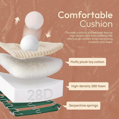 VINGLI Beige Futon Sofa Bed Convertible Loveseat Sleeper Sofa Couch, Corduroy Pullout Sofa Fold Out Couch Bed with USB Ports, Cup Holders, Armrest for Living Room, Bedroom Apartment Room