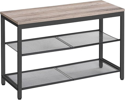HOOBRO Shoe Bench, 3-Tier Shoe Rack, Industrial Shoe Organizer Storage Bench, 29.5 inches Entry Bench with Mesh Shelves, for Entryway, Living Room, Hallway, Easy Assembly, Greige BG75HX01