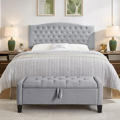 24KF Upholstered Tufted Button Wall Mounted Velvet Headboard,Comfortable Fashional Headboard Queen/Full Size,6058-Q-Gray