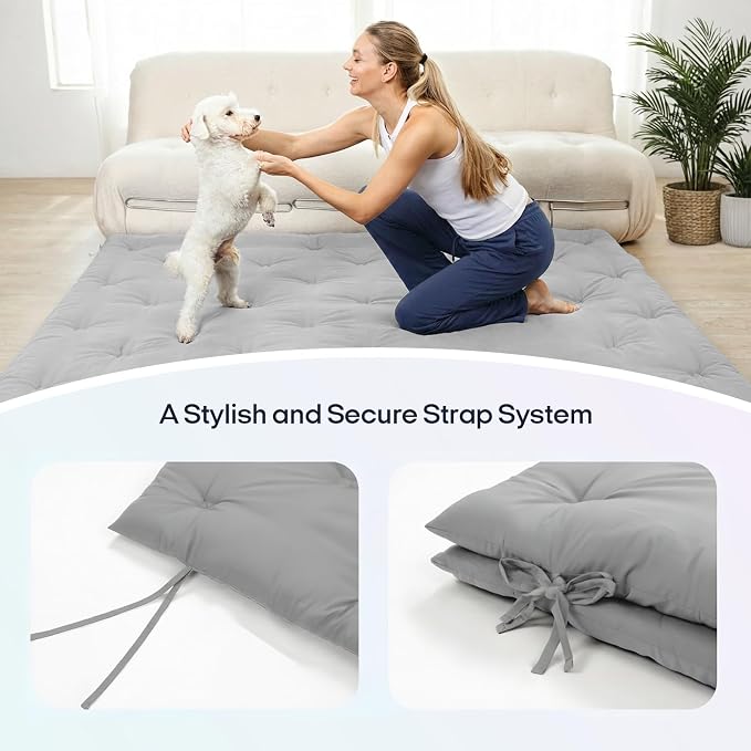 Syrinx Water Resistant Japanese Futon Mattress, 75"x39" Twin Size, 2.5 Inch Thick Japanese Floor Mattress Tatami Mat, Foldable Floor Bed Sleeping Pad for Guest Room Camping