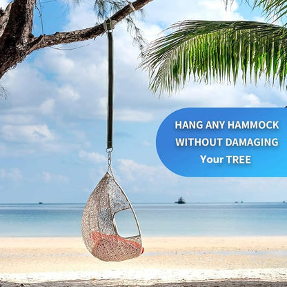 Tree Swing Hanging Straps Kit - Holds 1800 lbs (SGS Certified), 5ftx2 Hammock Straps with 2 Heavy Duty Locking Carabiners and 2 Tree Protectors, Polyester Straps Perfect for Tree Swings & Hammocks
